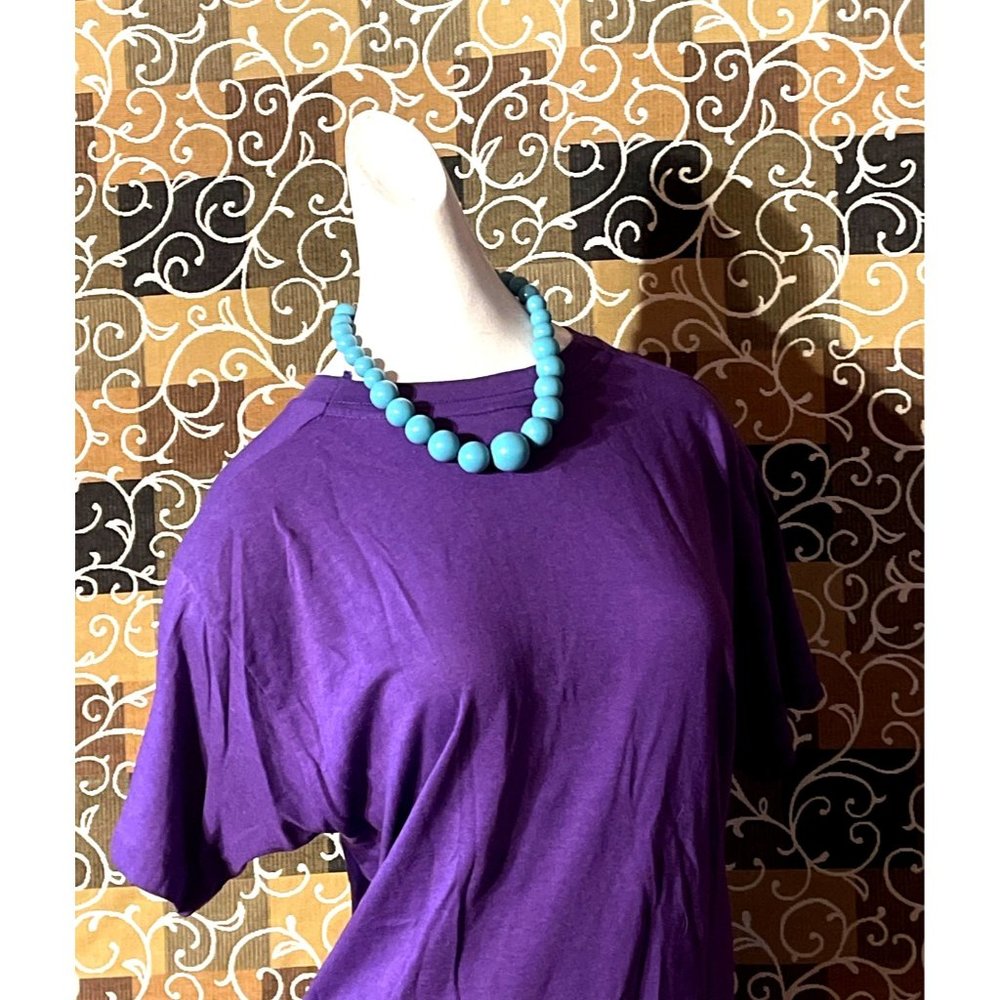 Aqua Blue Beaded Adjustable Graduated Lucite Necklace Costume Jewelry Statement